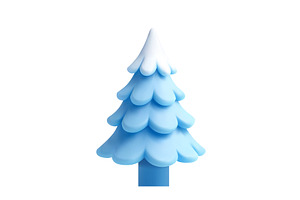 3D blue snow-covered pine tree, an Object Illustration by ModVector
