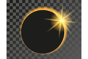 Solar Eclipse Illustration On Transparent Background