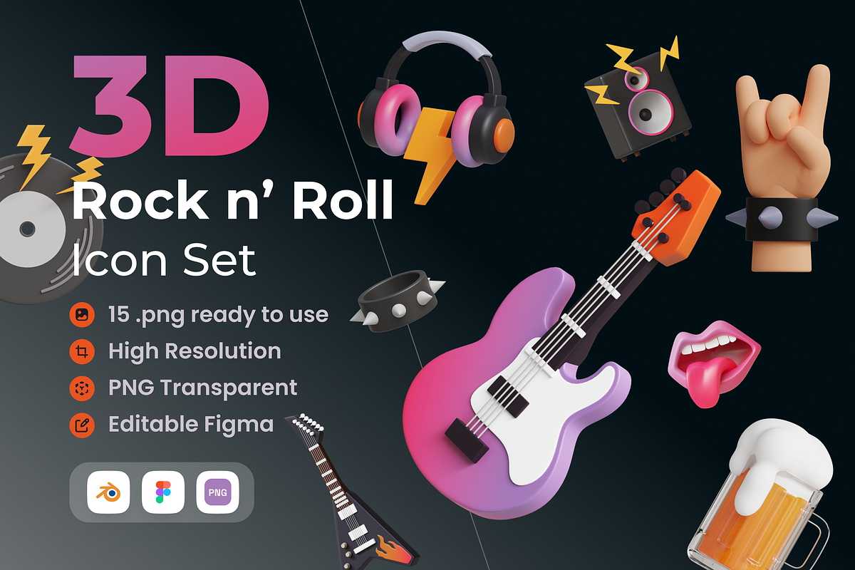 Rock & Roll 3D Illustration, an Object 3D Model by Vektora Studio (Photo 1 of 2)