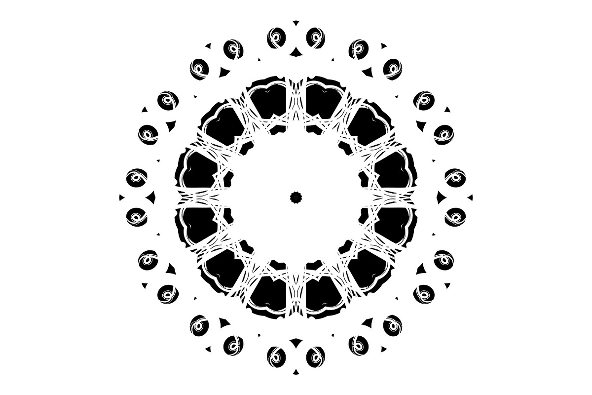 Black and White Mandala Patterns Set, a Decorative Illustration by NJ Himel (Photo 4 of 101)