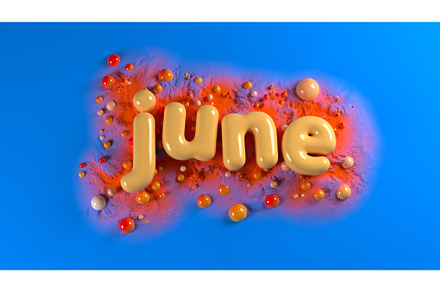 Soft orange plump word JUNE