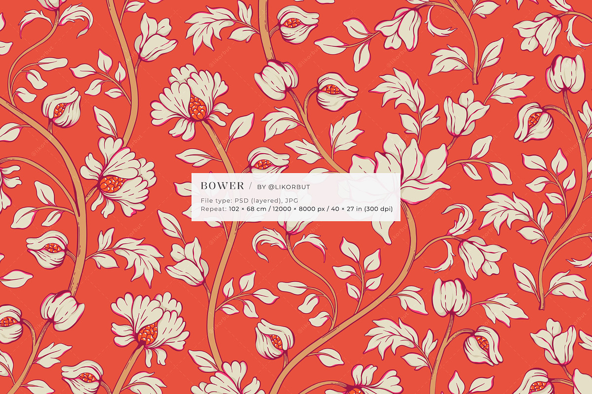 Morris Style Medieval Floral Pattern, a Pattern Graphic by likorbut (Photo 2 of 13)