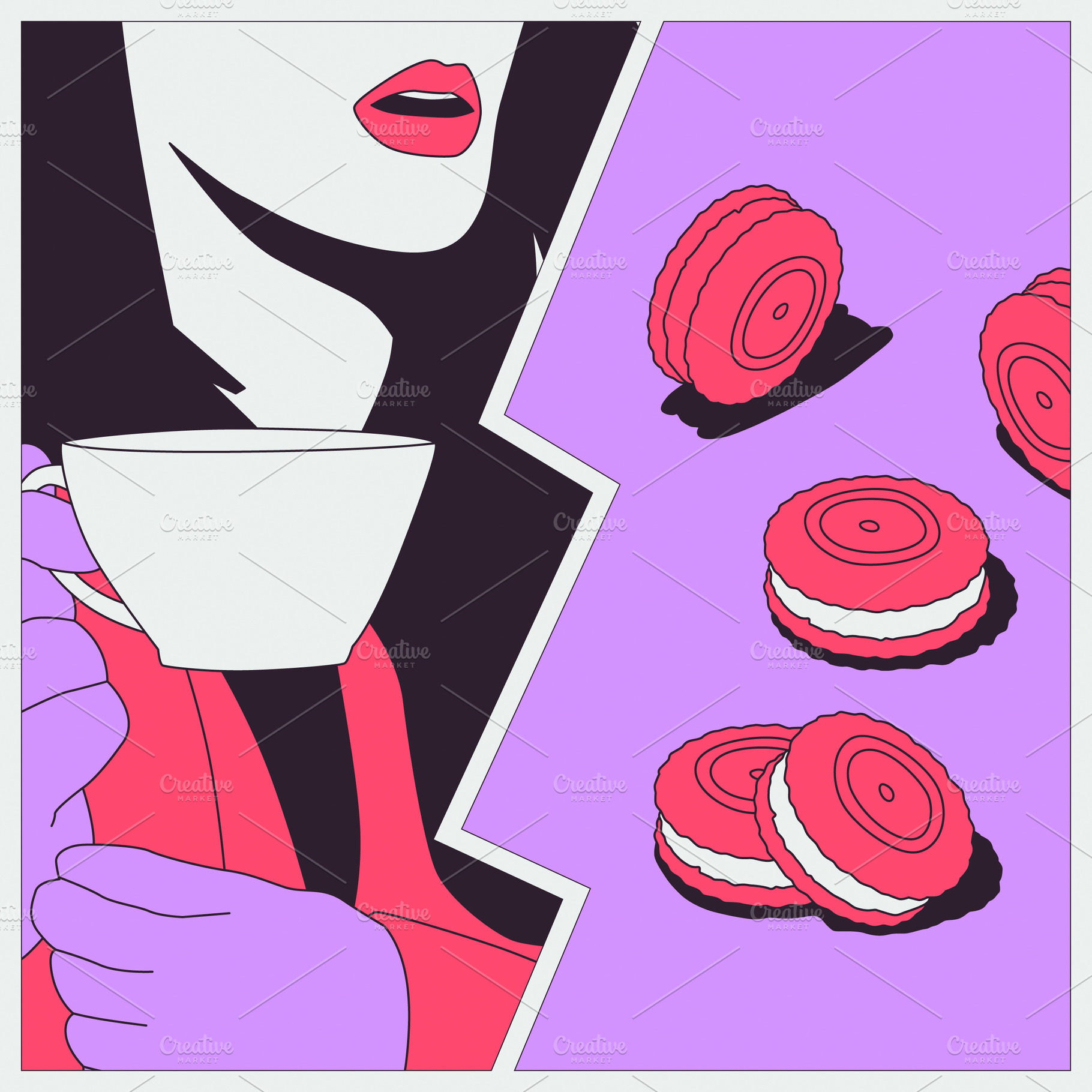 Fashion minimal illustration. Stylish comic collage set. Vintage, a Person Photo by Jenya Porechenskaya