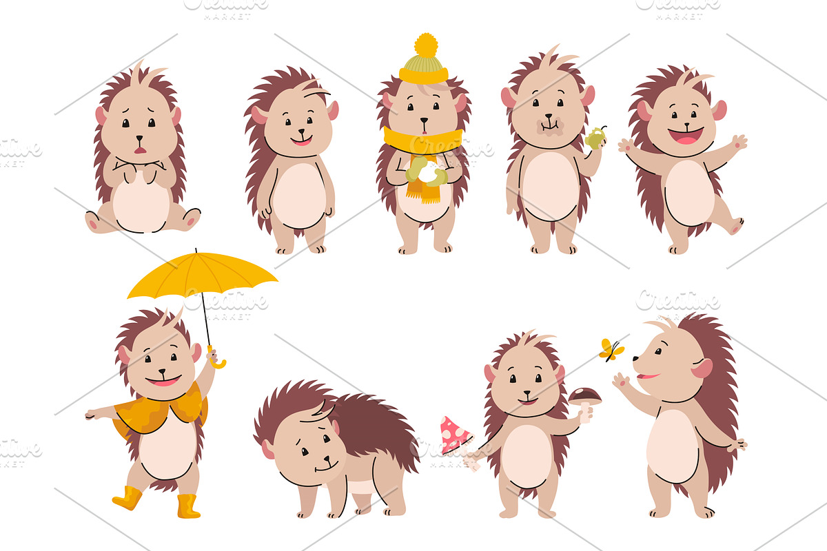Lovely hedgehogs. Cute funny wild, an Animal Illustration by the8monkey