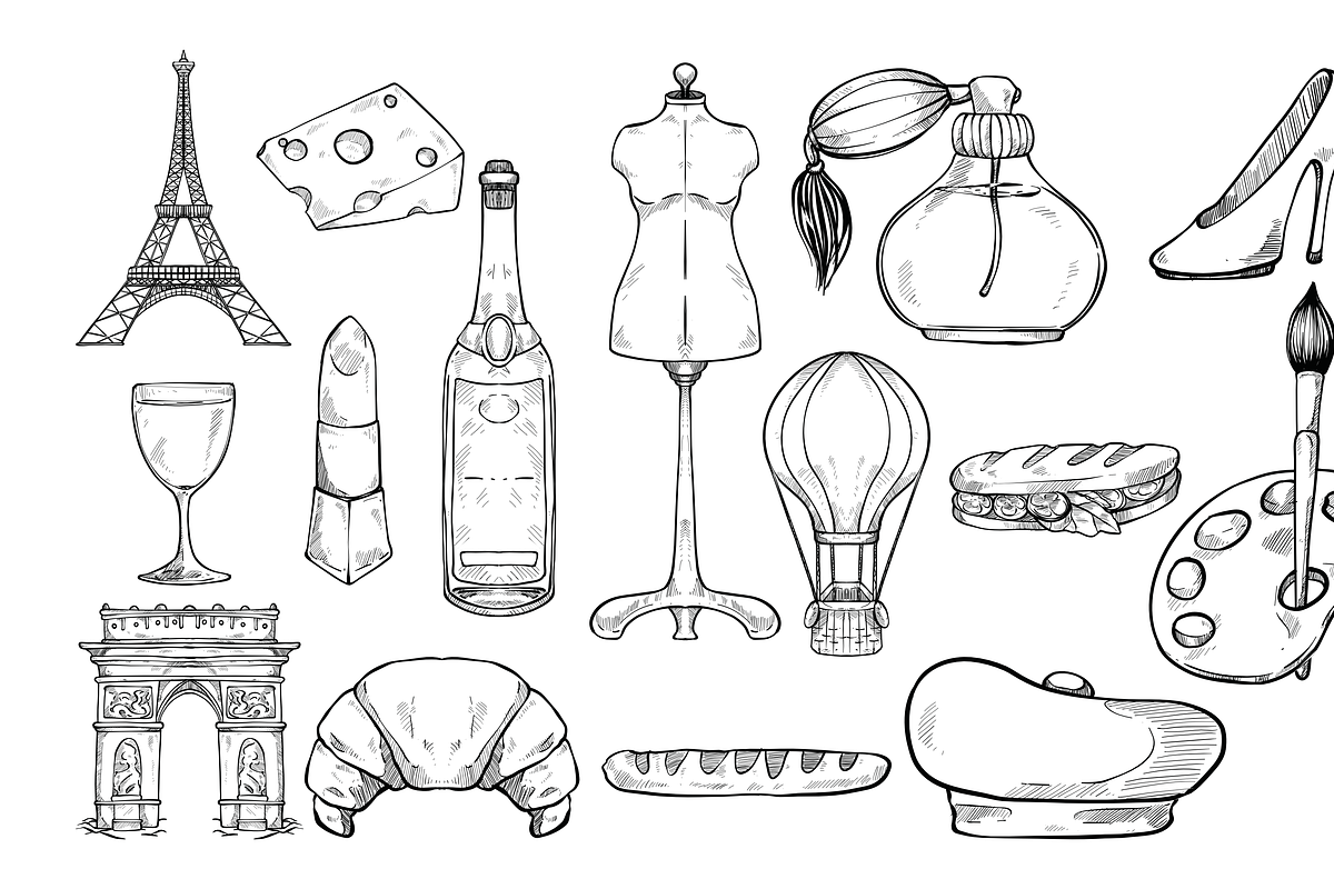 france theme handdrawn collection, an Object Graphic by nikagraphic