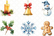 Funny Christmas Watercolor Clipart, an Illustration by Black Bird Studio (Thumbnail 2 of 6)