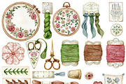 Watercolor embroidery clipart., an Illustration by Mary (Thumbnail 2 of 5)