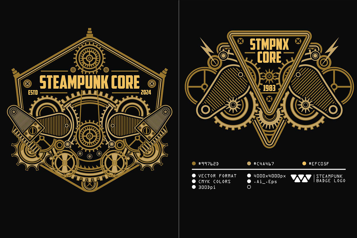 19 Steampunk badge logo template, a Branding & Logo Template by the-sastra (Photo 5 of 5)