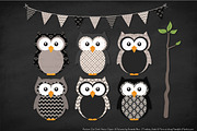 Owls Clipart & Patterns in Black, an Animal Illustration by Amanda Ilkov (Thumbnail 3 of 4)