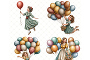Balloon girl Clipart JPG, a Person Illustration by Memories By Lea (Thumbnail 3 of 18)