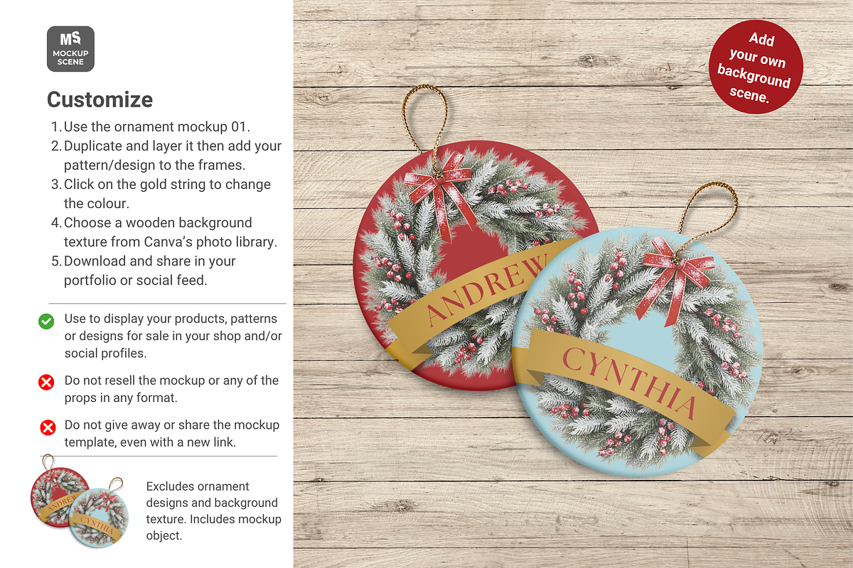 Round Ornament Canva Smart Mockup, a Mockup by Mockup Scene (Photo 8 of 11)