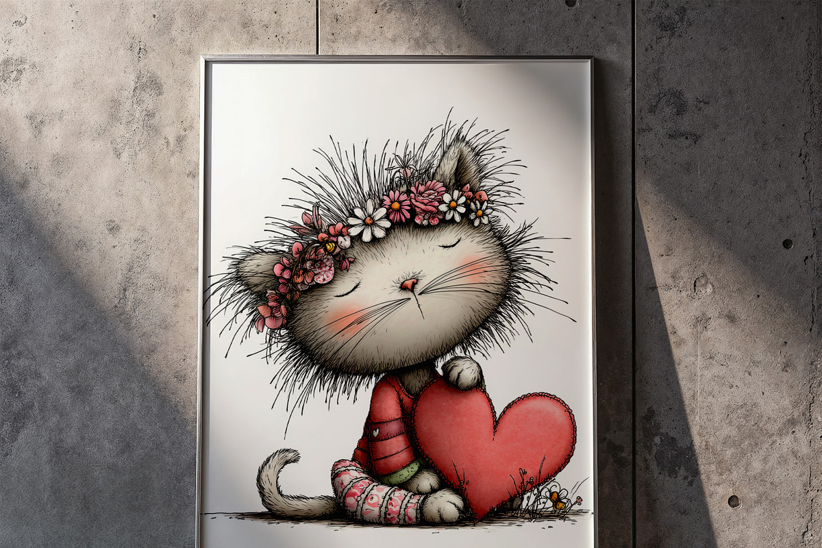 Whimsical Floral Cat Clipart Bundle, an Animal Illustration by one-touch (Photo 5 of 18)