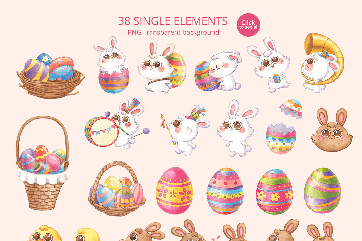 Pastel Bunny Parade – Hand-drawn, an Animal Illustration by CreativeValuation (Photo 2 of 11)