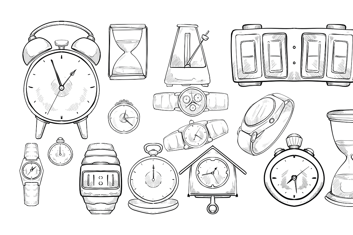 clock handdrawn collection, an Object Graphic by nikagraphic