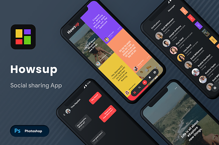Social sharing App UI Howsup, an UI Kit Template by Opus LabWorks