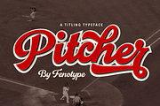Pitcher - baseball script, a Script Font by Fenotype (Thumbnail 1 of 12)