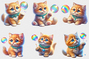 Cute Kitten Playing Bubbles Clipart, a Seasonal Illustration by Craft Nest (Thumbnail 4 of 6)