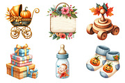 Watercolor Autumn Baby Shower Clipar, an Illustration by Daily.Designs (Thumbnail 5 of 5)