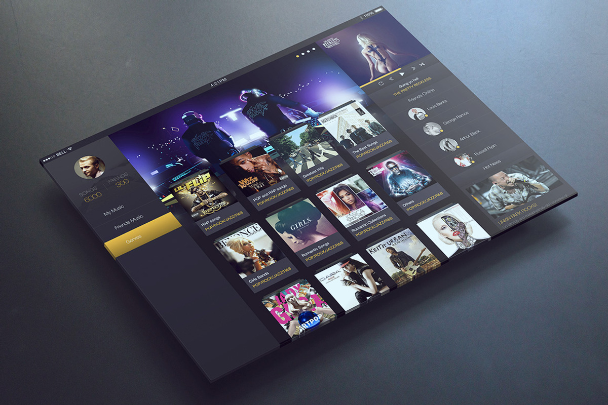 iPad Music App Ui, an App Template by ALEX BENDER UI STORE (Photo 1 of 5)