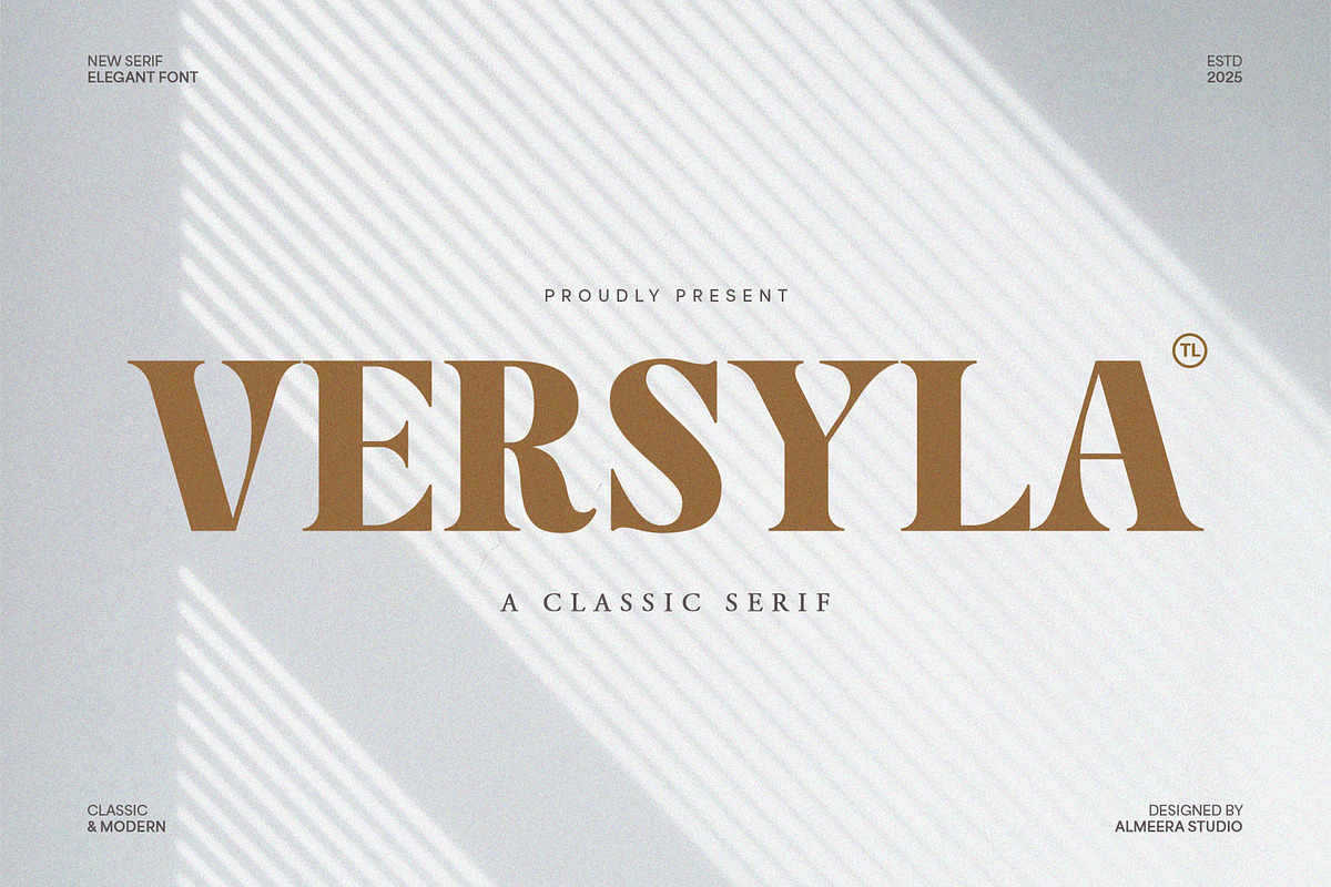Versyla - Classic & Modern Serif, a Serif Font by Almeera Std (Photo 1 of 6)
