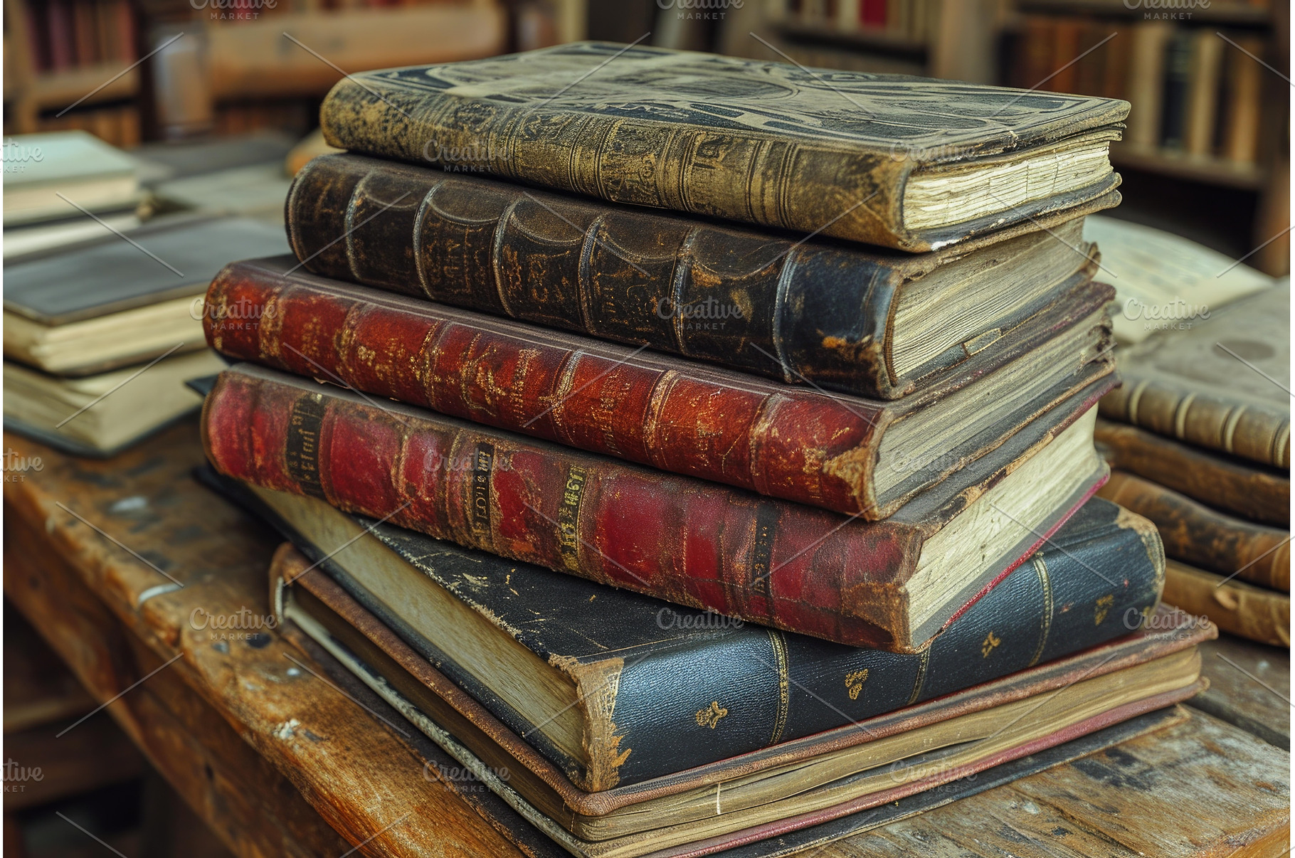 Aged Antique books. Generate Ai, a Background Photo by Ylivdesign