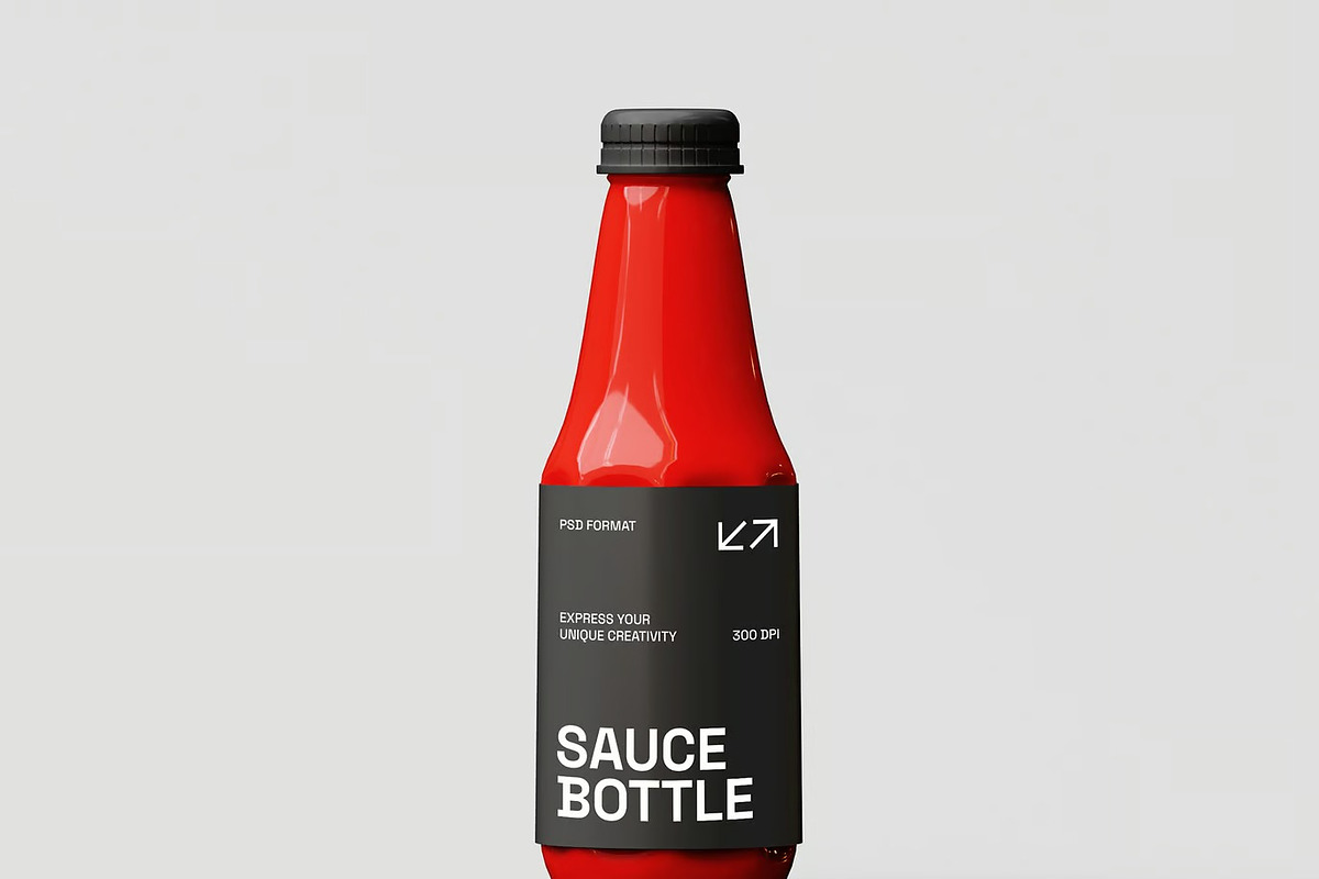 Sauce Bottle Mockup, a Packaging Mockup by renderstockmarket (Photo 4 of 4)