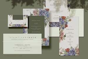 Gabriella Watercolor Florals Frames, a Stationery Template by slowlivecreate