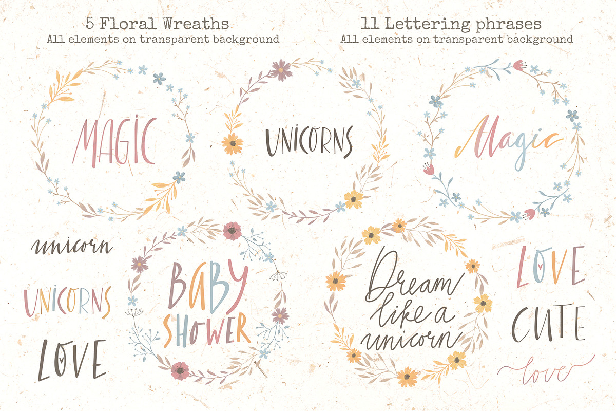 Unicorn clipart. Patterns., an Animal Illustration by Lesya Skripak (Photo 7 of 8)