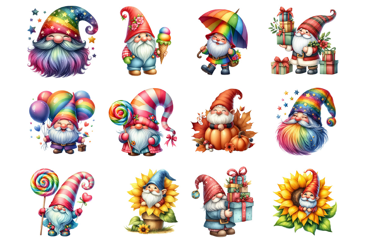 Whimsical Colorful Gnome Clipart, a Graphic by CitraGraphics (Photo 3 of 3)