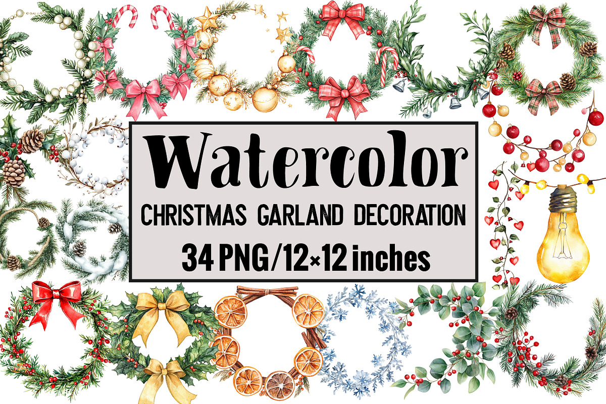 Christmas Garland Decoration, an Illustration by Design Market (Photo 1 of 3)