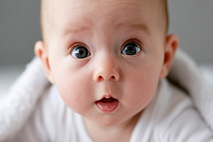 Adorable infant with curious