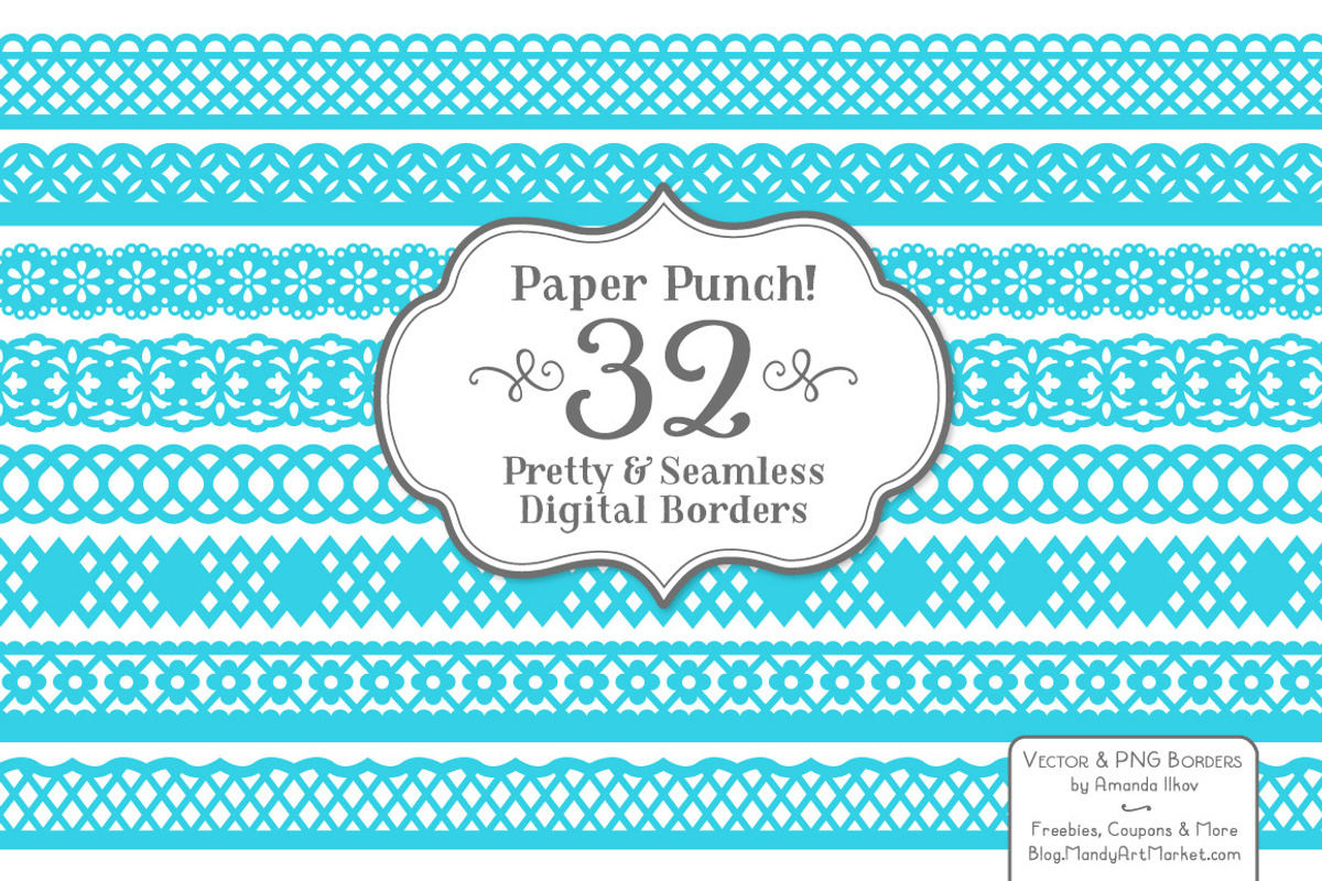 Bright Blue Clipart Borders, an Illustration by Amanda Ilkov (Photo 1 of 5)