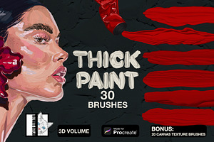 Thick Paint brushes for Procreate, a Brush Add-On by TheWhiteCatLab