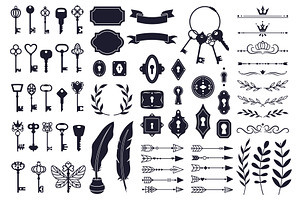 Keys Decorative Elements. Vintage