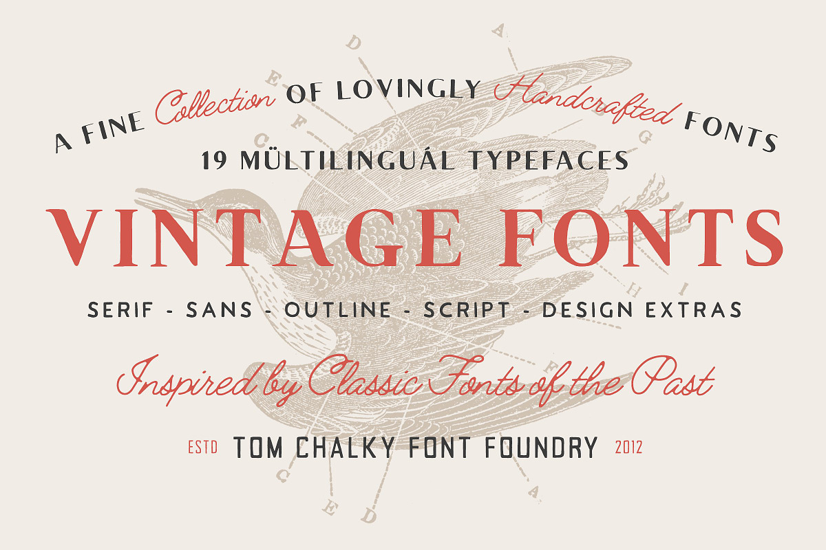 19 Vintage Fonts Bundle & Extras