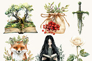 Watercolor Thorn wood Clipart Bundle, a Decorative Illustration by BusyDaydesign (Thumbnail 5 of 9)