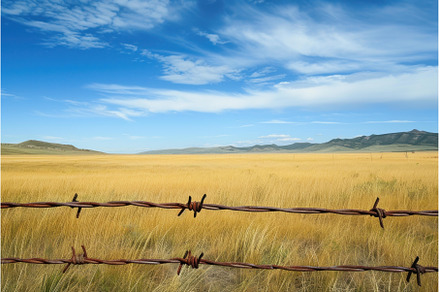 Tangled Barbed wire field. Generate, a Nature Photo by Ylivdesign