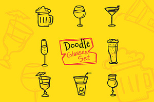 8 Doodle Icons. Drinks
