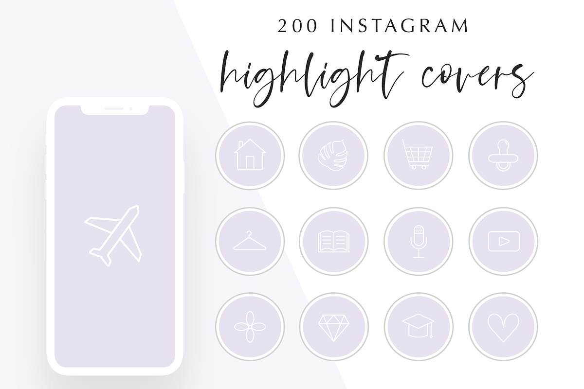 200 Instagram Story Highlight Icons, a Social Media Template by Blog&Glow (Photo 1 of 4)