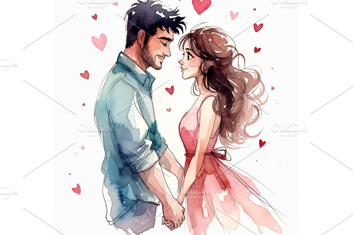 Watercolor Valentine's Day Clipart, a Seasonal Illustration by Creative design (Photo 6 of 7)