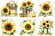 Watercolor Sunflower Summer Clipart, an Illustration by Craft Nest (Thumbnail 4 of 12)