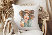 Whimsical Summer Coffee Girl Clipart, an Illustration by OK Design (Thumbnail 6 of 6)