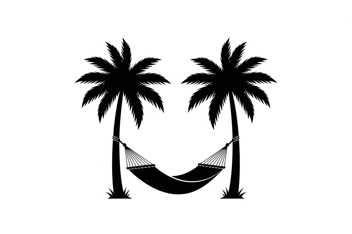 Palm Tree Hammock Silhouette Bundle, an Object Graphic by jahid234 (Photo 7 of 30)