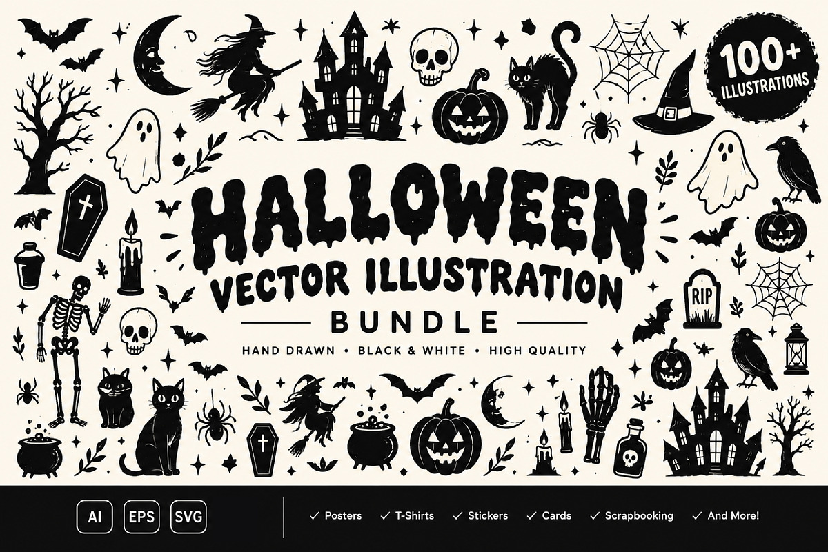 Halloween Vector Illustration Bundle, a Seasonal Illustration by brandingpro (Photo 1 of 3)