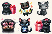 Whimsical Valentine Black Dog & Cat, an Illustration by DreamCafeArt (Thumbnail 5 of 6)
