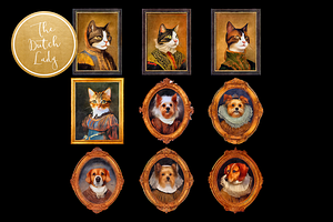 Victorian Pet Portraits Clipart Set