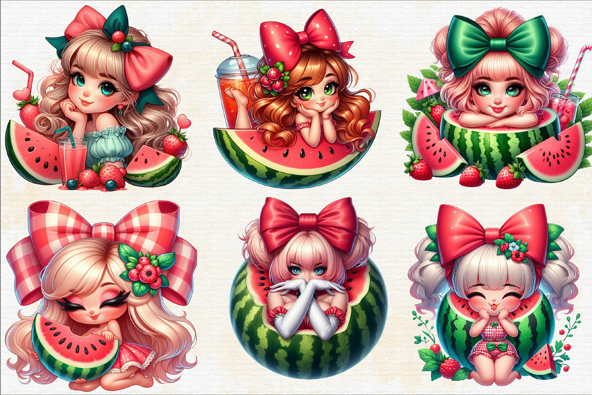 Summer Watermelon Coquette Bow Subli, an Illustration by SVGArt (Photo 2 of 8)
