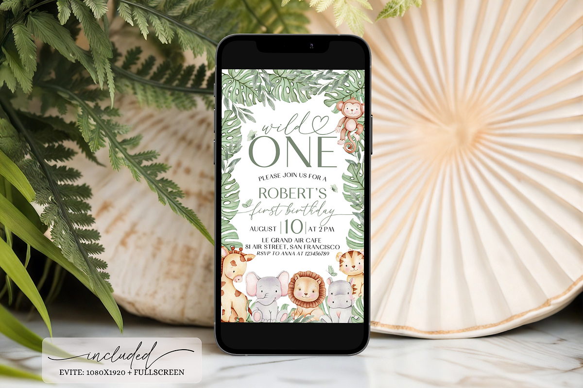 Wild One First Bday Invitation Set, a Templates & Theme by VeliusCreativeStudio (Photo 4 of 6)