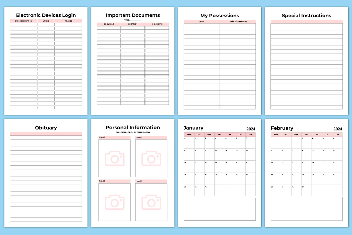 Editable End of Life Planner Canva, a Stationery Template by Designmela01 (Photo 3 of 6)