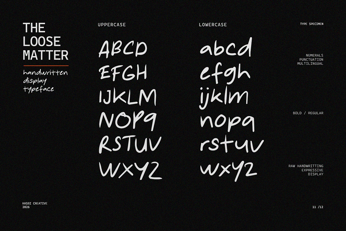 Loose Matter - Handwritten Font, a Handwritten Font by Hasbi Creative (Photo 11 of 12)